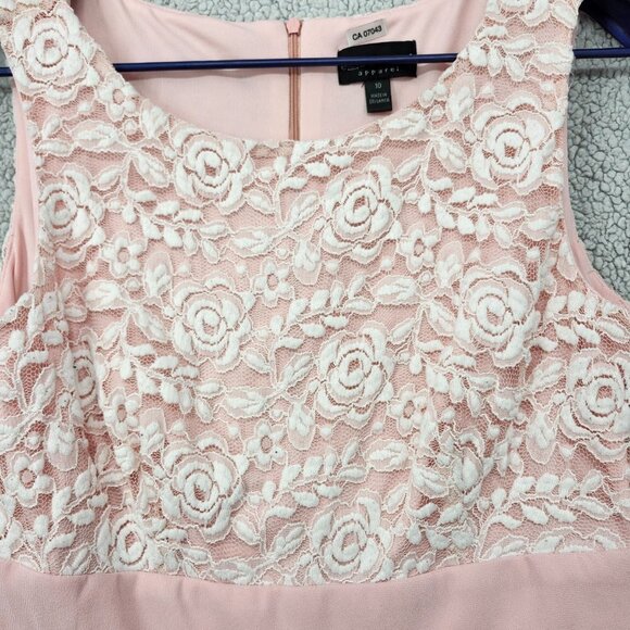 Connected Apparel Dress Womens 10 Double Layer Lace Dress Sleeveless Rear Zip - Picture 2 of 12